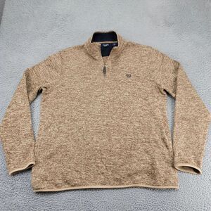 Chaps Jacket Mens‎ Large Brown White Patterned 1/4 Zip Pullover Long Sleeve